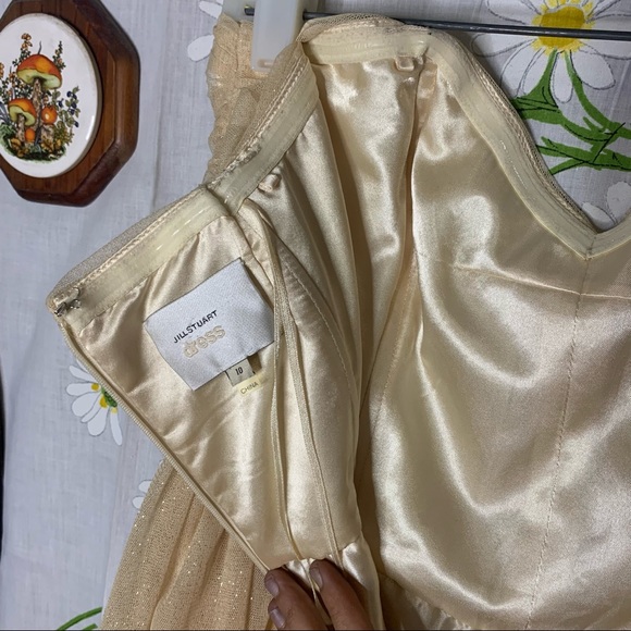 Jill Stuart gold sparkle ruched mesh mini dress - Picture 9 of 9